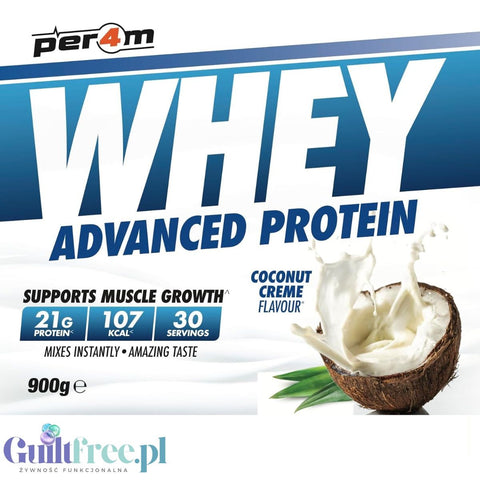 Per4m Whey Advanced Protein Coconut Creme 900g - gęsta odżywka białkowa WPC, WPI & MPC, smak kremu kokosowego by per4m® (per4m-whey-advanced-protein-coconut-creme-900g-gesta-odzywka-bialkowa-wpc-wpi-mpc)