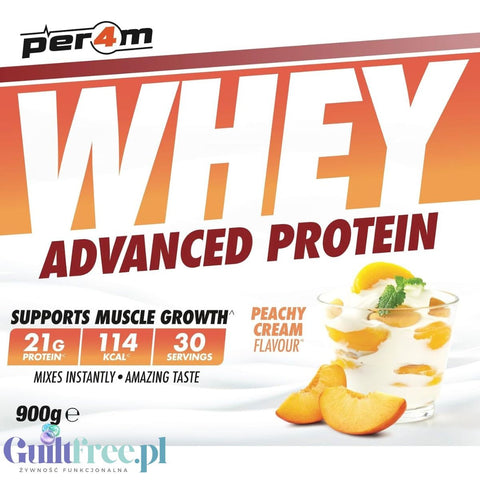 Per4m Whey Advanced Protein Peachy Creme 900g - gęsta odżywka białkowa WPC, WPI & MPC, smak śmietankowo-brzoskwiniowy by per4m® (per4m-whey-advanced-protein-peachy-creme-900g-gesta-odzywka-bialkowa-wpc-wpi-mpc)