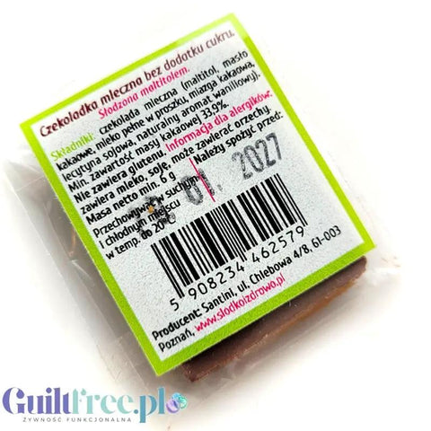 Santini Mleczna mini Czekoladka Neapolitanka 'na raz' 29kcal - bezglutenowa ręcznie robiona, bez dodatku cukru by Santini (santini-mleczna-mini-czekoladka-neapolitanka-na-raz-bezglutenowa-recznie-robiona-mleczna-neapolitanka-bez-dodatku-cukru)