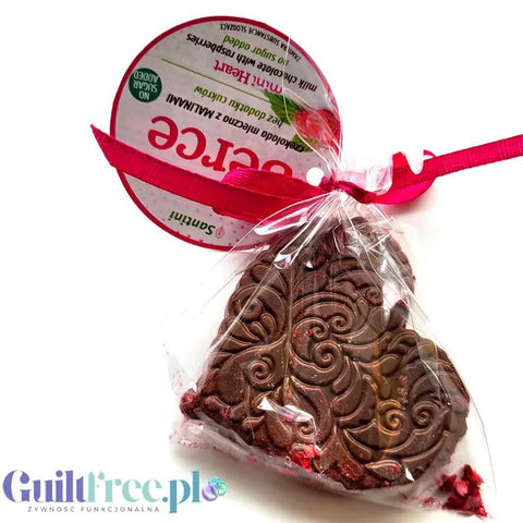 Santini Mini Serce - kunsztowna mleczna czekoladka bez cukru z malinami 97kcal by Santini (santini-mini-serce-kunsztowna-mleczna-czekoladka-bez-cukru-z-malinami-97kcal)