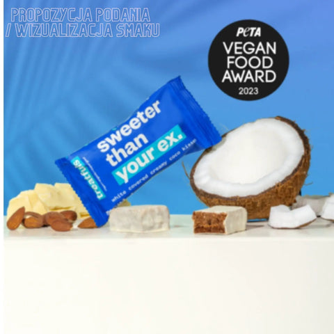Treatfuls Sweeter Than Your Ex - wegański bio batonik z migdałami, cashew w białej 'czekoladzie' bez mleka z ksylitolem by Treatfuls (treatfuls-sweeter-than-your-ex-weganski-bio-batonik-z-migdalami-cashew-w-bialej-czekoladzie-bez-mleka-z-ksylitolem)