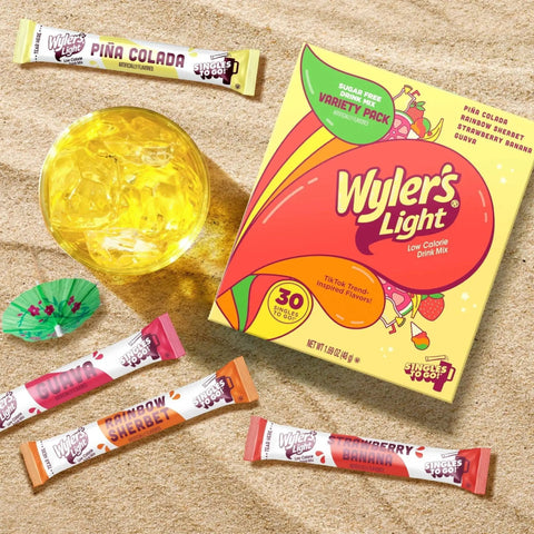 Wyler's Singles To Go 30' Pina Colada, Rainbow Sherbet, Strawberry Banana, Guava - saszetki smakowe do wody bez cukru i kcal by Singles to Go (saszetki, różne marki) (wyler-s-singles-to-go-30-pina-colada-rainbow-sherbet-strawberry-banana-guava-saszetki-smakowe-do-wody-bez-cukru-i-kcal)