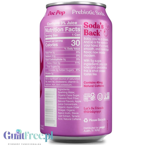 Poppi Prebiotic Soda Doc Pop 355ml - funkcjonalny napój z błonnikiem, stewią i octem jabłkowym by Poppi Soda (poppi-prebiotic-soda-doc-pop-355ml-funkcjonalny-napoj-z-blonnikiem-stewia-i-octem-jablkowym)