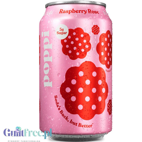 Poppi Prebiotic Soda Raspberry Rose 355ml - funkcjonalny napój z błonnikiem, stewią i octem jabłkowym by Poppi Soda (poppi-prebiotic-soda-raspberry-rose-355ml-funkcjonalny-napoj-z-blonnikiem-stewia-i-octem-jablkowym)
