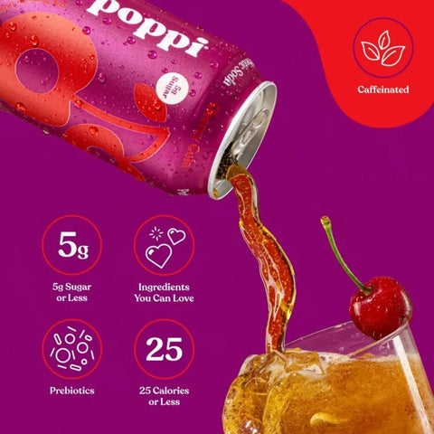 Poppi Prebiotic Soda Cherry Cola 355ml - funkcjonalny napój z błonnikiem, stewią i octem jabłkowym by Poppi Soda (poppi-prebiotic-soda-cherry-cola-355ml-funkcjonalny-napoj-z-blonnikiem-stewia-i-octem-jablkowym)