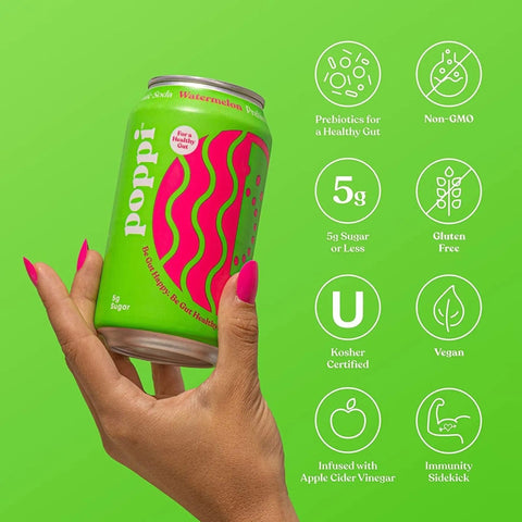 Poppi Prebiotic Soda Watermelon 355ml - funkcjonalny napój z błonnikiem, stewią i octem jabłkowym by Poppi Soda (poppi-prebiotic-soda-watermelon-355ml-funkcjonalny-napoj-z-blonnikiem-stewia-i-octem-jablkowym)
