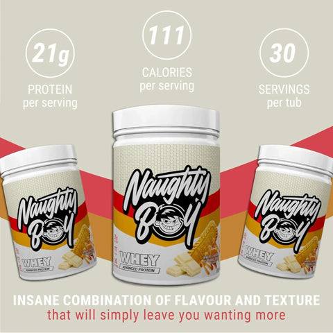 Naughty Boy Whey Protein White Chocolate Caramel Biscuit 900g - gęsta odżywka białkowa WPI, WPC & MPC by Naughty Boy (naughty-boy-whey-premium-protein-white-chocolate-caramel-biscuit-900g-gesta-odzywka-bialkowa-wpi-wpc-mpc)