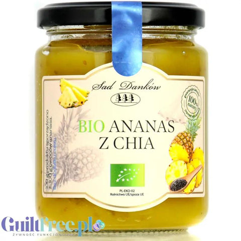 Sad Danków Bio Ananas z Chia, ekologiczny dżem bez dodatku cukru i słodzików, 100% owoców by Sad Danków (sad-dankow-bio-ananas-z-chia-ekologiczny-dzem-bez-dodatku-cukru-i-slodzikow-100-owocow)