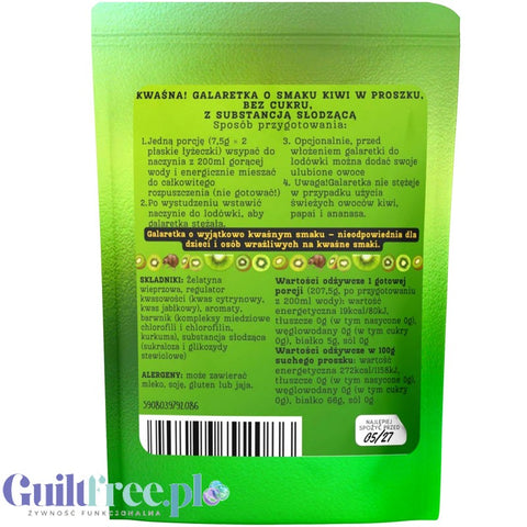 Funky Jelly Kiwi Galaretka instant x 3 porcje - KWAŚNA (!) galaretka bez cukru tylko 19kcal by Funky Flavors (funky-jelly-kiwi-galaretka-instant-x-3-porcje-kwasna-galaretka-bez-cukru-tylko-19kcal)