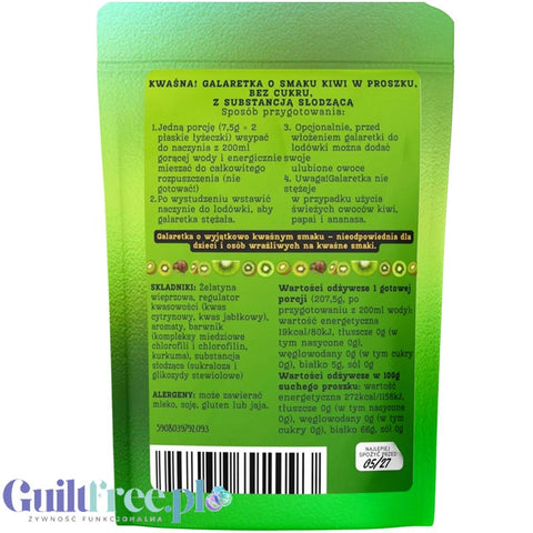 Funky Jelly Kiwi Galaretka instant x 15 porcji - KWAŚNA (!) galaretka bez cukru tylko 19kcal by Funky Flavors (funky-jelly-kiwi-galaretka-instant-x-15-porcji-kwasna-galaretka-bez-cukru-tylko-19kcal)