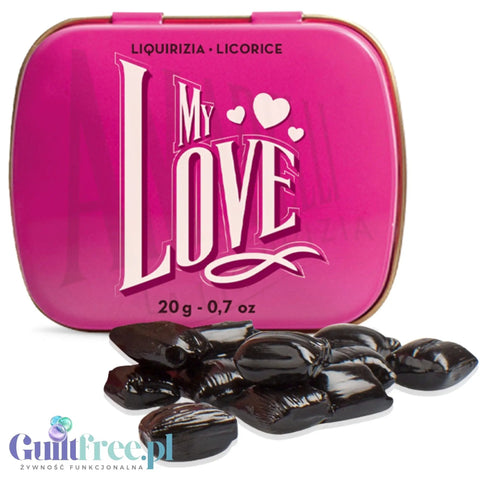 Amarelli Liquirizia My Love 20g - kalabryjska lukrecja 100% bez cukru w ozdobnej puszce by Amarelli (amarelli-liquirizia-my-love-20g-kalabryjska-lukrecja-anyzkowa-bez-cukru)
