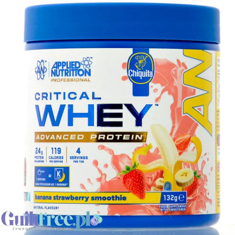 Applied Critical Whey Advanced Protein Chiquita Banana Strawberry Smoothie 132g - odzywka białkowa 4 frakcje białek by Applied Nutrition (applied-critical-whey-advanced-protein-chiquita-banana-strawberry-smoothie-132g-odzywka-bialkowa-4-frakcje-bialek)