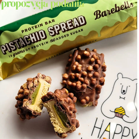 Barebells Protein Bar Pistachio Spread - baton proteinowy w czekoladzie z nadzieniem pistacjowym by Barebells (barebells-protein-bar-pistachio-spread-45g)