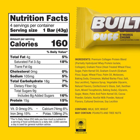 Built Bar Protein Puff S'Mores Chunk - proteinowy baton piankowy w czekoladzie 15g białka 160kcal by Built (built-bar-protein-puff-smores-chunk-proteinowy-baton-piankowy-w-czekoladzie-15g-bialka-160kcal)