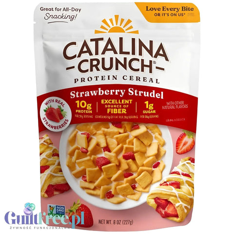 Catalina Crunch Protein Cereal, Strawberry Strudel - płatki śniadaniowe low carb bez cukru o smaku ciasta z truskawkami by Catalina Crunch (catalina-crunch-protein-cereal-strawberry-strudel-platki-sniadaniowe-low-carb-bez-cukru-o-smaku-ciasta-z-truskawkami)