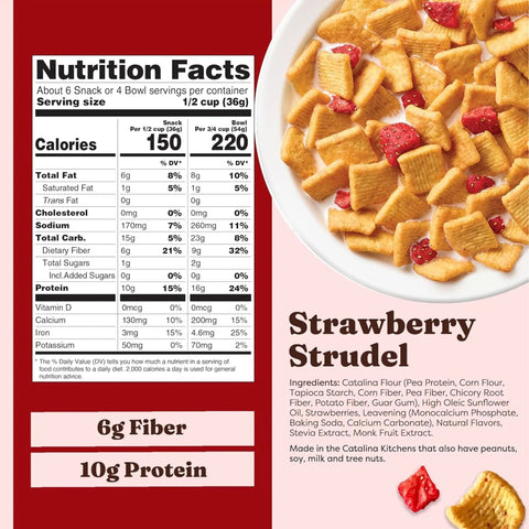 Catalina Crunch Protein Cereal, Strawberry Strudel - płatki śniadaniowe low carb bez cukru o smaku ciasta z truskawkami by Catalina Crunch (catalina-crunch-protein-cereal-strawberry-strudel-platki-sniadaniowe-low-carb-bez-cukru-o-smaku-ciasta-z-truskawkami)