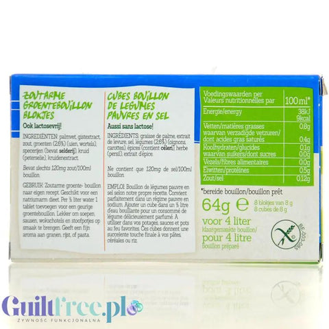 Damhert Bouillon Vegetable Cube 8 x 8g - bezglutenowe rosołowe kostki warzywne niskosodowe bez cukru by Damhert (damhert-bouillon-vegetable-cube-8-x-8g-rosolowe-kostki-warzywne-o-niskiej-zawartosci-soli-bez-dodatku-cukrow)