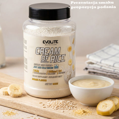 Evolite Nutrition Cream of Rice Banana 900g - kleik ryżowy do przygotowania na zimno by Evolite (evolite-nutrition-cream-of-rice-banana-900g)
