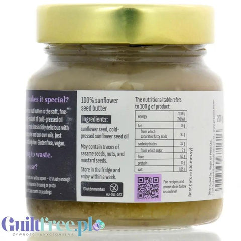 Grapoila Sunflower Seed Butter Raw - surowa miazga z pestek słonecznika 100%, pasta nieprażona słonecznikowa by Grapoila (grapoila-sunflower-seed-butter-raw-surowa-miazga-z-pestek-slonecznika-100-pasta-dyniowa)