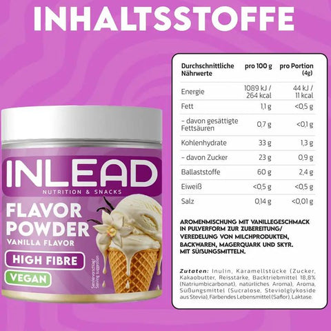 Inlead Flavor Powder Vanilla 90g - błonnikowy aromat słodzący w proszku bez cukru, Wanilia by InLead (inlead-flavor-powder-vanilla-90g-blonnikowy-aromat-slodzacy-w-proszku-bez-cukru-wanilia)