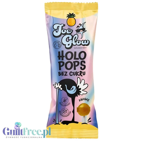 Joe Glow Holopops Ananas - lizak kulka bez cukru z witaminami słodzony erytrolem by Joe Glow (joe-glow-holopops-ananas-lizak-bez-cukru)