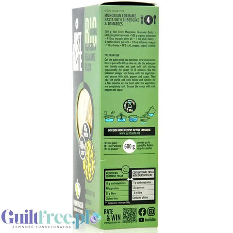 Just Taste Mungbean Edamame Pasta - bio makaron z edamame i fasoli mung, 40,8 g białka by Just Taste (just-taste-mungbean-edamame-pasta-bio-makaron-edamame-a-fasoli-mung-40-8-g-bialka)