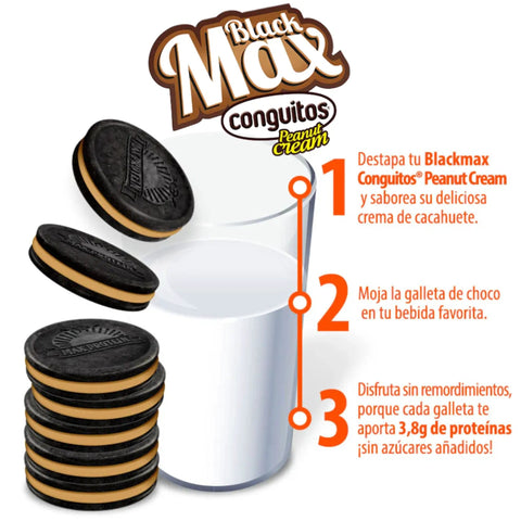 MAX Protein Blackmax Conguitos® Peanut Cream - proteinowe ciastka bez cukru i oleju palmowego z kremem orzechowym by MAX Protein® (max-protein-black-max-conguitos-peanut-cream-proteinowe-ciastka-bez-oleju-palmowego)