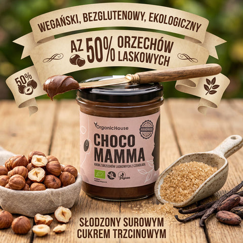 Organic House Chocco Mamma - ekologiczny krem z orzechów laskowych i kakao bez oleju palowego i laktozy by Organic House (organic-house-chocco-mamma-ekologiczny-krem-z-orzechow-laskowych-i-kakao-bez-oleju-palowego-i-laktozy)