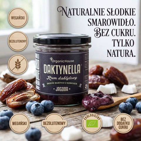 Organic House Daktynella Jagoda 280g - jagodowy krem daktylowo-kokosowy bez dodatku cukru, wegański & organiczny by Organic House (organic-house-daktynella-jagoda-280g-jagodowy-krem-daktylowo-kokosowy-bez-dodatku-cukru-weganski-organiczny)