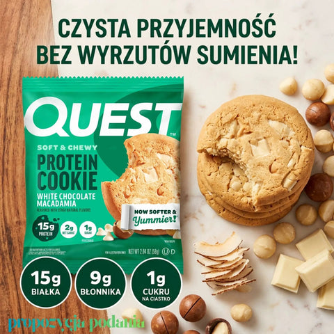 Quest Protein Cookie White Chocolate Macadamia - ciastko proteinowe z białą czekoladą i makadamia by Quest Nutrition (quest-protein-cookie-white-chocolate-macadamia-ciastko-proteinowe)