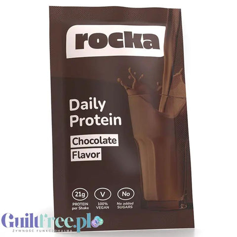 Rocka Nutrition Daily Protein Chocolate 30g - wegańska odżywka białkowa o smaku czekoladowym by Rocka Nutrition (rocka-nutrition-daily-protein-chocolate-30g-weganska-odzywka-bialkowa-z-b12-i-aminokwasami-bez-cukru-soi-i-glutenu)