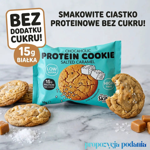 Skinny Food Chocaholic Protein Cookie Salted Caramel - karmelowe proteinowe ciastko bez cukru 15g białka by Skinny Food (skinny-food-chocaholic-protein-cookie-salted-caramel)