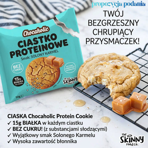 Skinny Food Chocaholic Protein Cookie Salted Caramel - karmelowe proteinowe ciastko bez cukru 15g białka by Skinny Food (skinny-food-chocaholic-protein-cookie-salted-caramel)