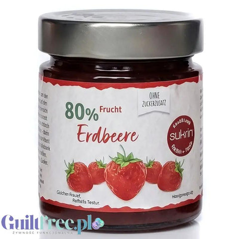 Sukrin Strawberry Fruit Spread - dżem truskawkowy bez cukru 80% owoców ze stewią i erytrolem by Sukrin (sukrin-dzem-truskawkowy-ze-stewia-i-erytrytolem-80-owocow-225-g)