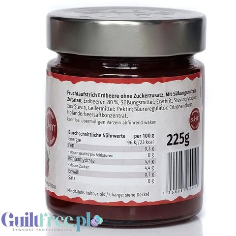 Sukrin Strawberry Fruit Spread - dżem truskawkowy bez cukru 80% owoców ze stewią i erytrolem by Sukrin (sukrin-dzem-truskawkowy-ze-stewia-i-erytrytolem-80-owocow-225-g)