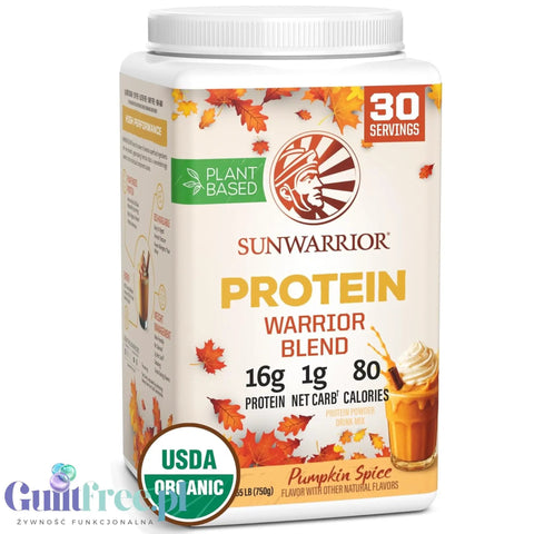 Sunwarrior Protein Warrior Blend Pumpkin Spice 750g - wegańska organiczna odżywka białkowa z goji i MCT by Sunwarrior (sunwarrior-protein-warrior-blend-pumpkin-spice-750g-weganska-organiczna-odzywka-bialkowa-z-goji-i-mct)