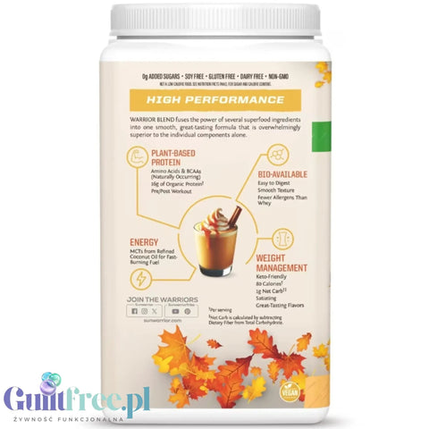 Sunwarrior Protein Warrior Blend Pumpkin Spice 750g - wegańska organiczna odżywka białkowa z goji i MCT by Sunwarrior (sunwarrior-protein-warrior-blend-pumpkin-spice-750g-weganska-organiczna-odzywka-bialkowa-z-goji-i-mct)
