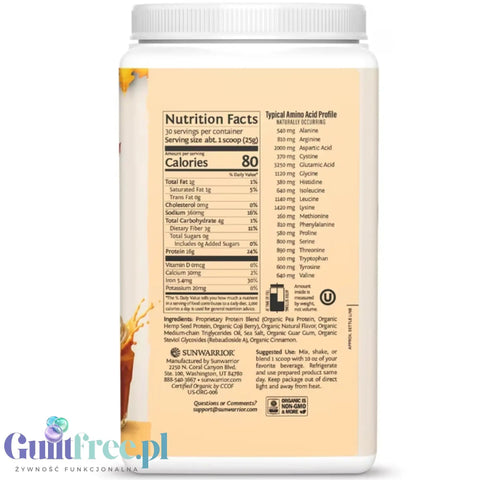 Sunwarrior Protein Warrior Blend Pumpkin Spice 750g - wegańska organiczna odżywka białkowa z goji i MCT by Sunwarrior (sunwarrior-protein-warrior-blend-pumpkin-spice-750g-weganska-organiczna-odzywka-bialkowa-z-goji-i-mct)