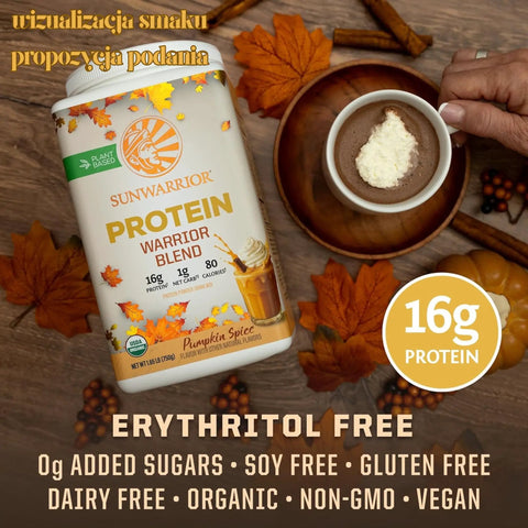 Sunwarrior Protein Warrior Blend Pumpkin Spice 750g - wegańska organiczna odżywka białkowa z goji i MCT by Sunwarrior (sunwarrior-protein-warrior-blend-pumpkin-spice-750g-weganska-organiczna-odzywka-bialkowa-z-goji-i-mct)