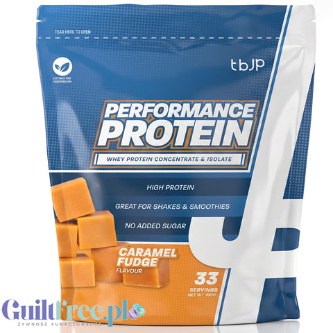 TBJP Performance Protein Whey & Isolate Caramel Fudge 1kg - odżywka białkowa WPC & WPI, smak Karmelowa Krówka by TBJP (tbjp-performance-protein-whey-isolate-caramel-fudge-1kg-odzywka-bialkowa-wpc-wpi-smak-biale-bueno)