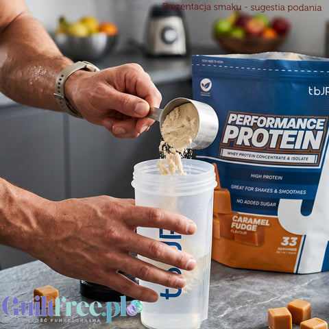 TBJP Performance Protein Whey & Isolate Caramel Fudge 1kg - odżywka białkowa WPC & WPI, smak Karmelowa Krówka by TBJP (tbjp-performance-protein-whey-isolate-caramel-fudge-1kg-odzywka-bialkowa-wpc-wpi-smak-biale-bueno)