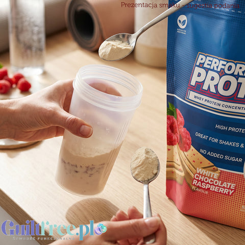 TBJP Performance Protein Whey & Isolate White Chocolate Raspberry 1kg - odżywka białkowa, smak Biała Czekolada & Malina by TBJP (tbjp-performance-protein-whey-isolate-white-chocolate-raspberry-1kg-odzywka-bialkowa-wpc-wpi-smak-biale-bueno)