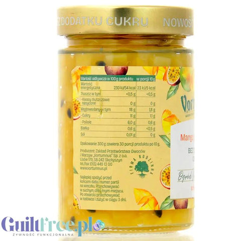 Vortumnus Mango z Marakują - egzotyczny dżem bez cukru 80% owoców, z dużymi kawałkami owoców by Vortumnus (vortumnus-mango-z-marakuja-egzotyczny-dzem-bez-cukru-80-owocow-z-duzymi-kawalkami-owocow)