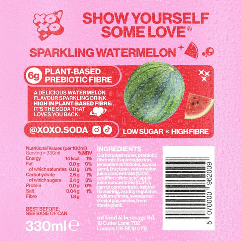 XO Soda High Fibre Watermelon - funkcjonalny napój z błonnikiem i stewią by Poppi Soda (xo-soda-high-fibre-watermelon-low-sugar-funkcjonalny-napoj-z-blonnikiem-i-stewia)