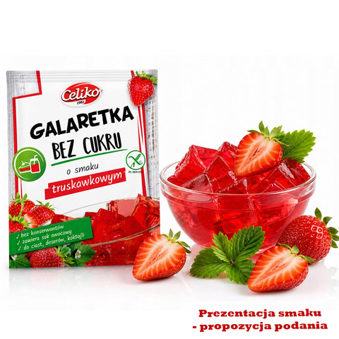 Celiko Truskawka - galaretka bez cukru i słodzików o smaku truskawkowym by Celiko (celiko-natura-galaretka-bez-cukru-smak-truskawkowy)
