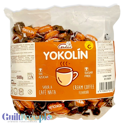Opakowanie 500g cukierków bez cukru Cerdan Yokolín o smaku kawy ze śmietanką w ofercie Guiltfree