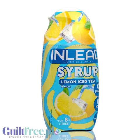 Guiltfree Inlead Squeeze Syrup o smaku mrożonej herbaty cytrynowej w małej butelce, koncentrat bez cukru i kalorii.