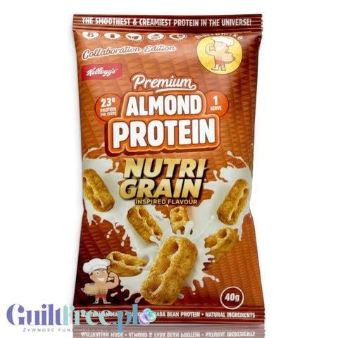 Guiltfree Macro Mike Almond Plant Protein Nutri Grain vegan protein powder sachet with cereal milk flavor