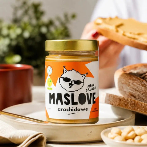 Maslove Arachidowe Mega Crunch 290g z dużymi kawałkami orzechów, szklany słoik by Maslove (maslove-arachidowe-mega-crunch-290g-z-duzymi-kawalkami-orzechow-szklany-sloik)