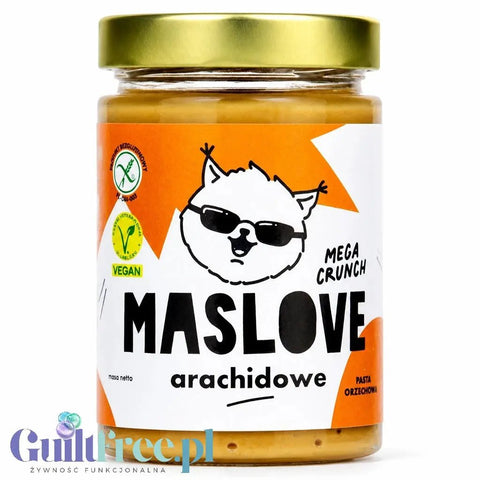 Maslove Arachidowe Mega Crunch 290g z dużymi kawałkami orzechów, szklany słoik by Maslove (maslove-arachidowe-mega-crunch-290g-z-duzymi-kawalkami-orzechow-szklany-sloik)